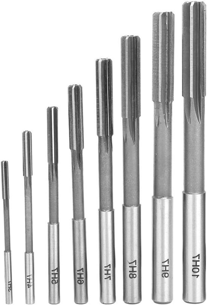 Set van 8 Precisie Reamers van H7, Hoogwaardige Stalen Reamers van 3-10mm voor Nauwkeurig Boren en Bewerken