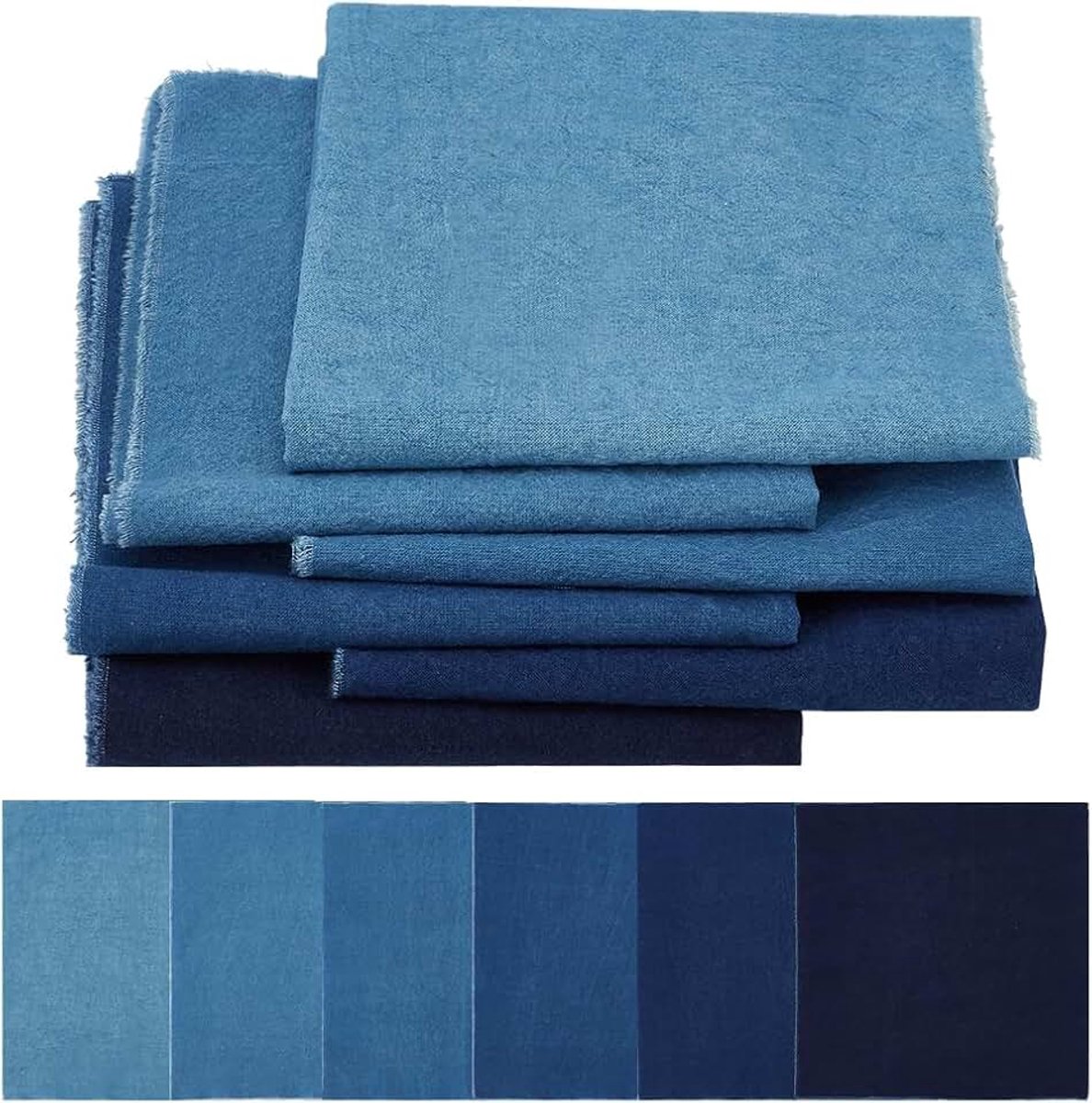 Sashiko Sashiko reparatieset, 12 stuks, patchwork, voorgesneden katoenen stof voor naaien, quilten, accessoires, blauw thema, 6 kleuren, vierkante stoffen, 30 x 20 cm