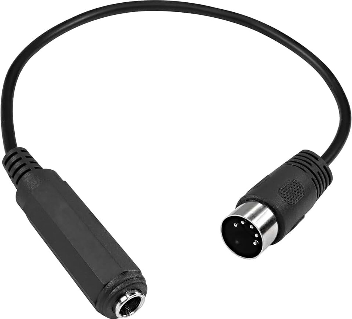 6.35mm Vrouwelijk naar DIN 5 Pin MIDI Kabel, MIDI Mannelijk naar 6.35mm (1/4) Vrouwelijke TRS Stereo Audio Adapter Kabel voor Speaker, Versterker, Mixer naar MIDI Keyboard - 35cm