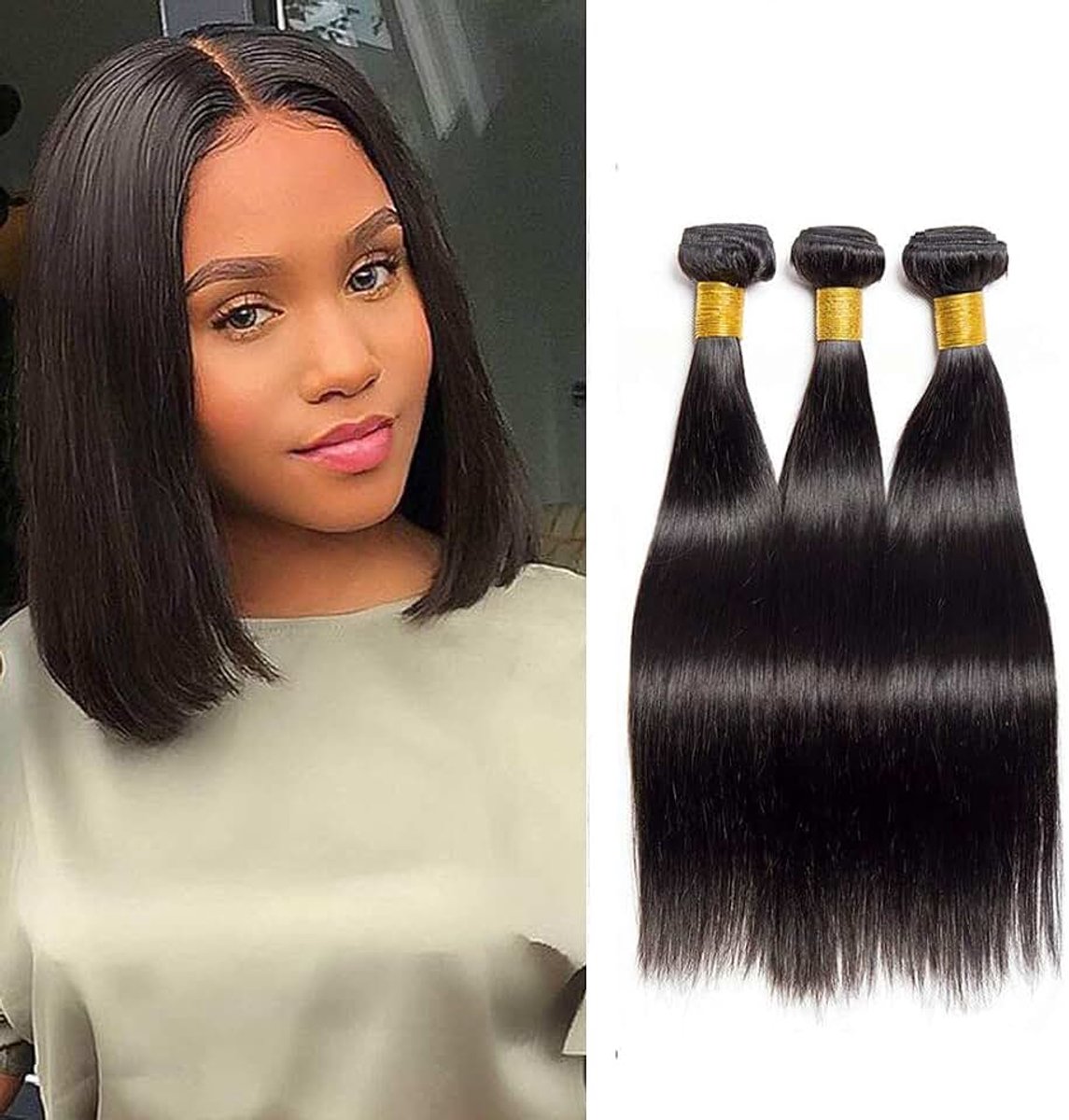 Hair Bundles Braziliaans Echt Haar Virgn Weave Bundels Menselijk Haar Natuurlijk Haar Remy Human Hair Bresilian Smooth Human Hair Extension14 16 18 Inch Natural Black(210g)