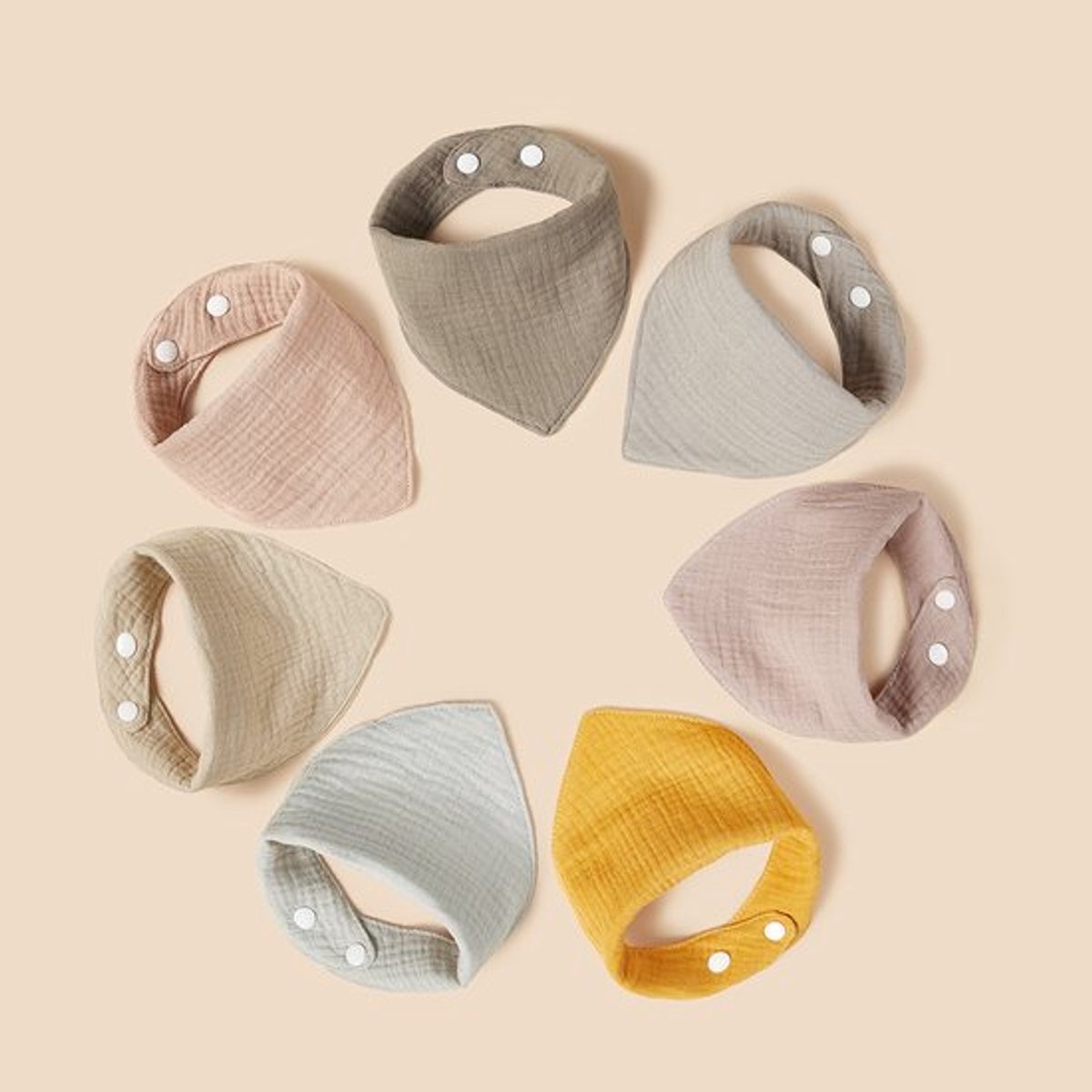 7 stuks - Kwijlslabben - Hydrofiele babyslabben met drukknopen - Regenboogkleuren - Babyslabben - Kwijlslabben - Spuugslabben - Katoenen slabben - Baby bandana slabben - Wasbare slabben - Unisex