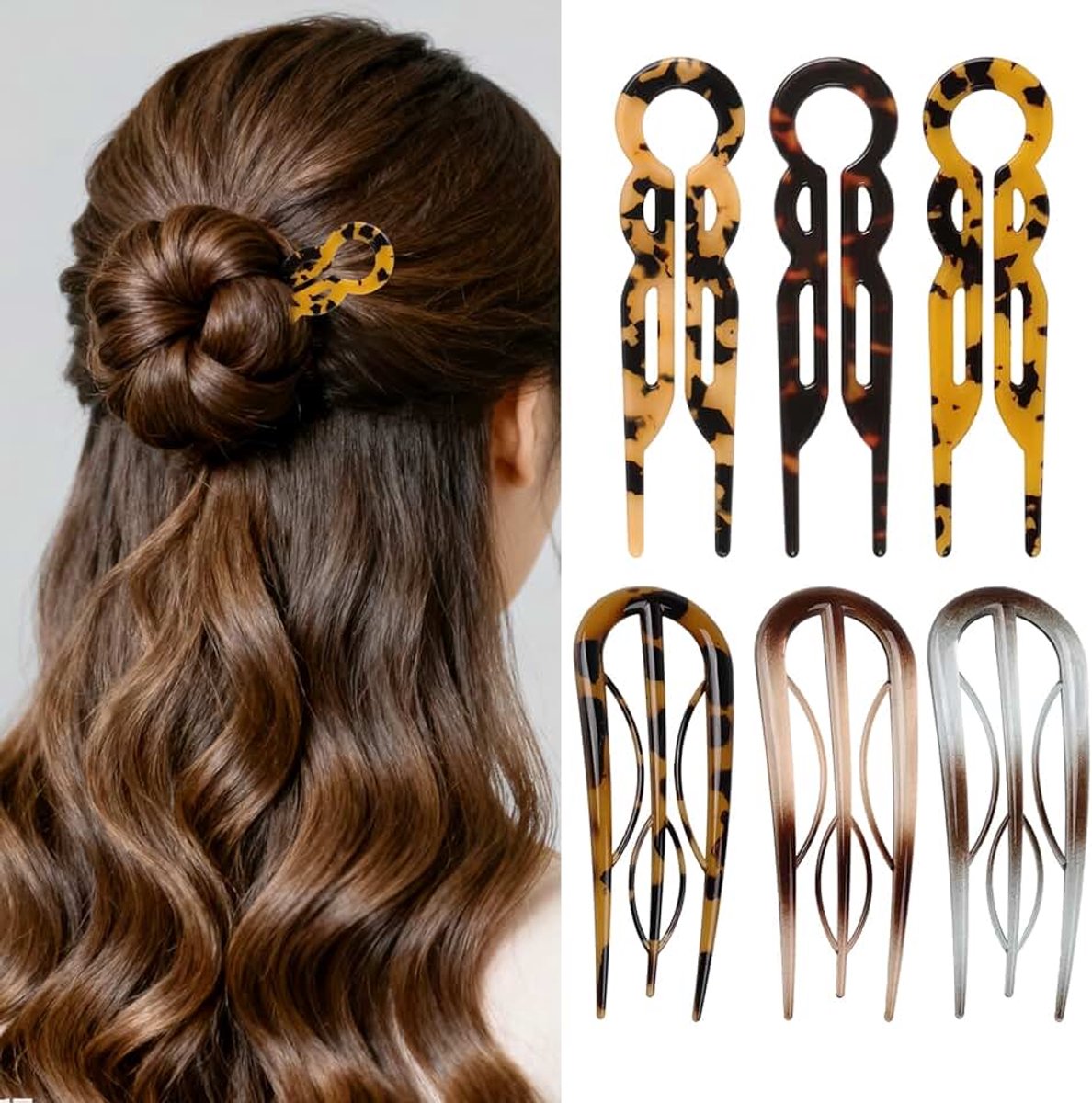 6 stuks Franse haarspeld voor vrouwen, U-vormige Franse pin, platte haarstylingspelden voor opgestoken chignons en Franse wendingen, elegante haarspeldjes voor vrouwen, alle haartypes, accessoires