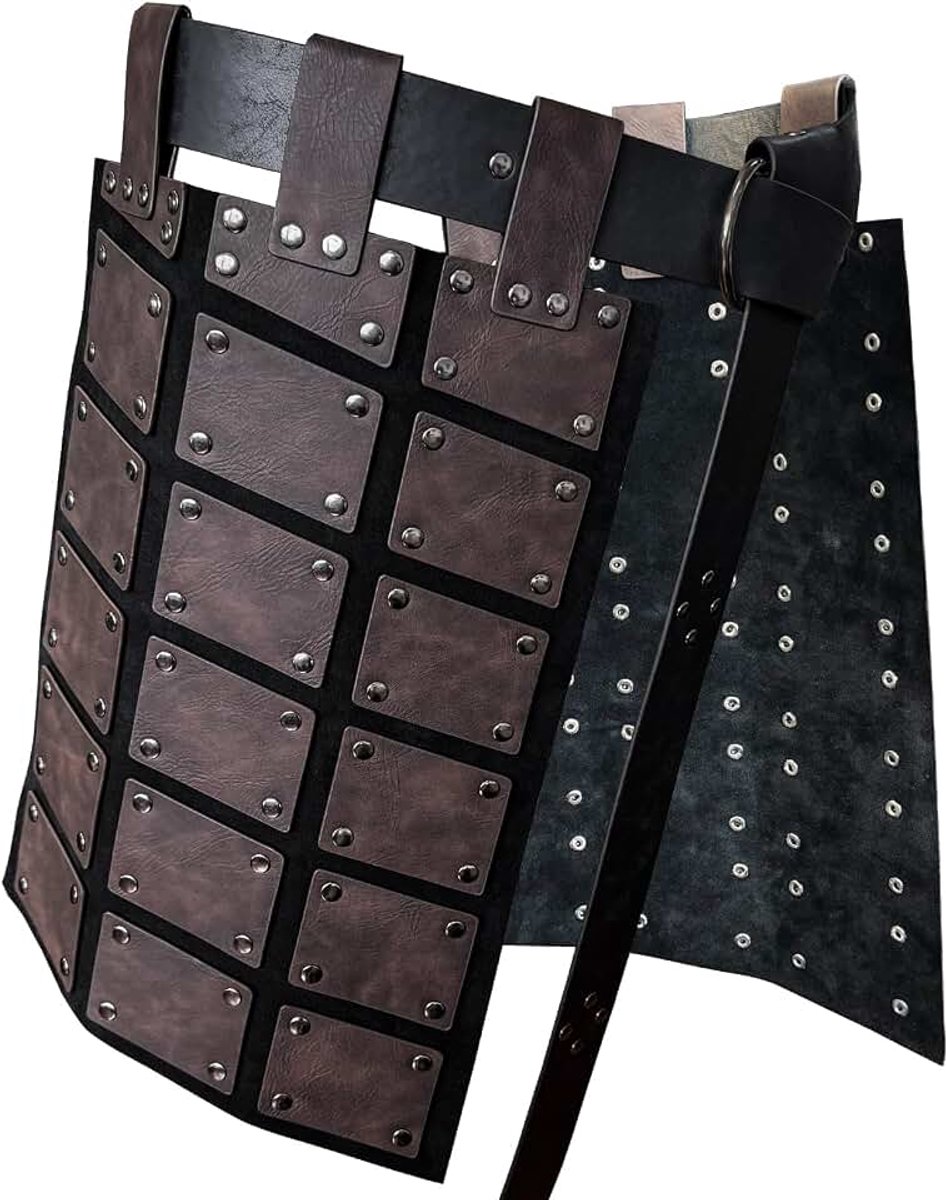 Dijbeen pantser van imitatieleer, Retro Dubbelzijdige Waist Armor met Riem, Mercenary&Knights Rokpantser