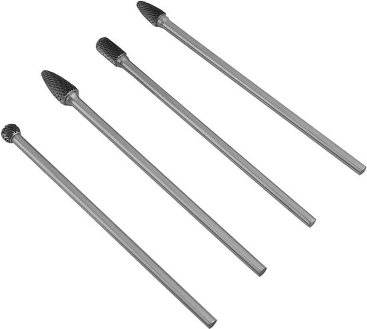 Hartmetall Rotatiefrezen Set van 4 Stuks - Dubbel Geslepen Frezen voor Metaalbewerking en Slijpen met 6mm Schacht