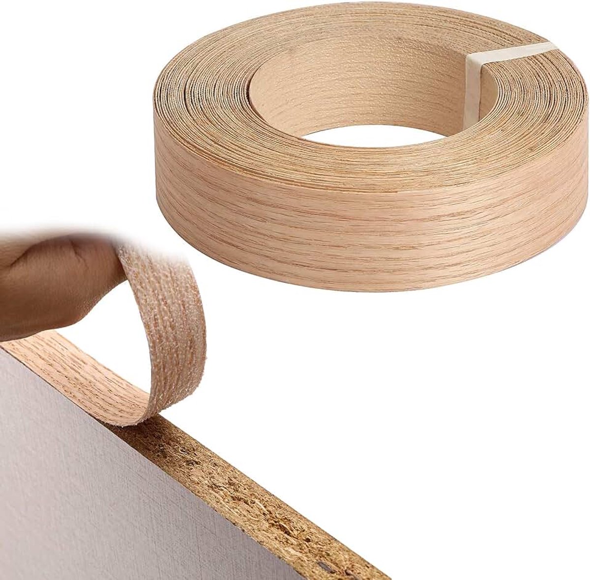 Eiken, 22 mm x 8 m rol, randbescherming voor strijken, echt houtfineer, randbescherming
