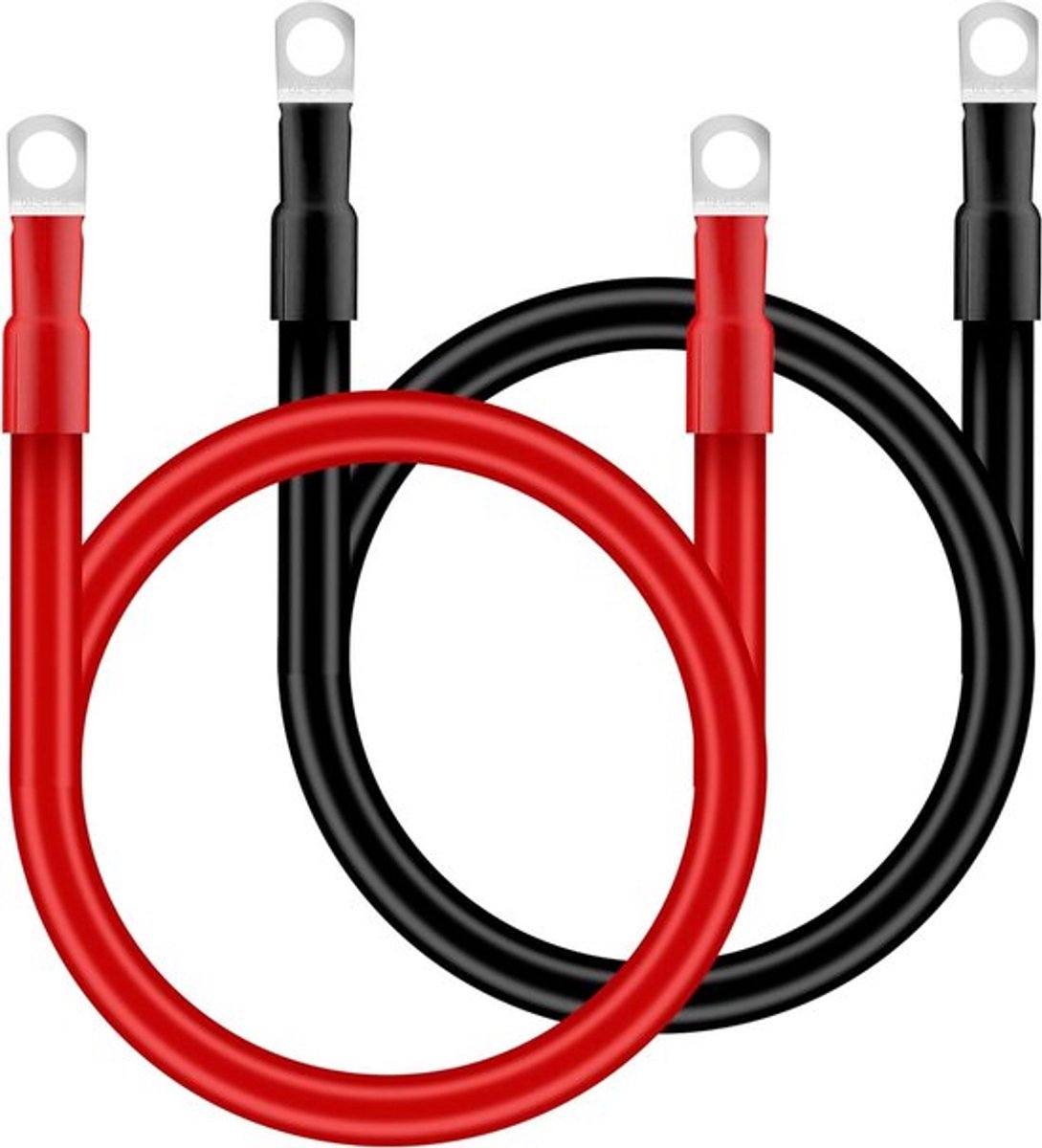 Batterijkabel 25mm voor auto-accu 12V - 3 AWG koperen kabel voor vrachtwagen, motorfiets - 2 stuks