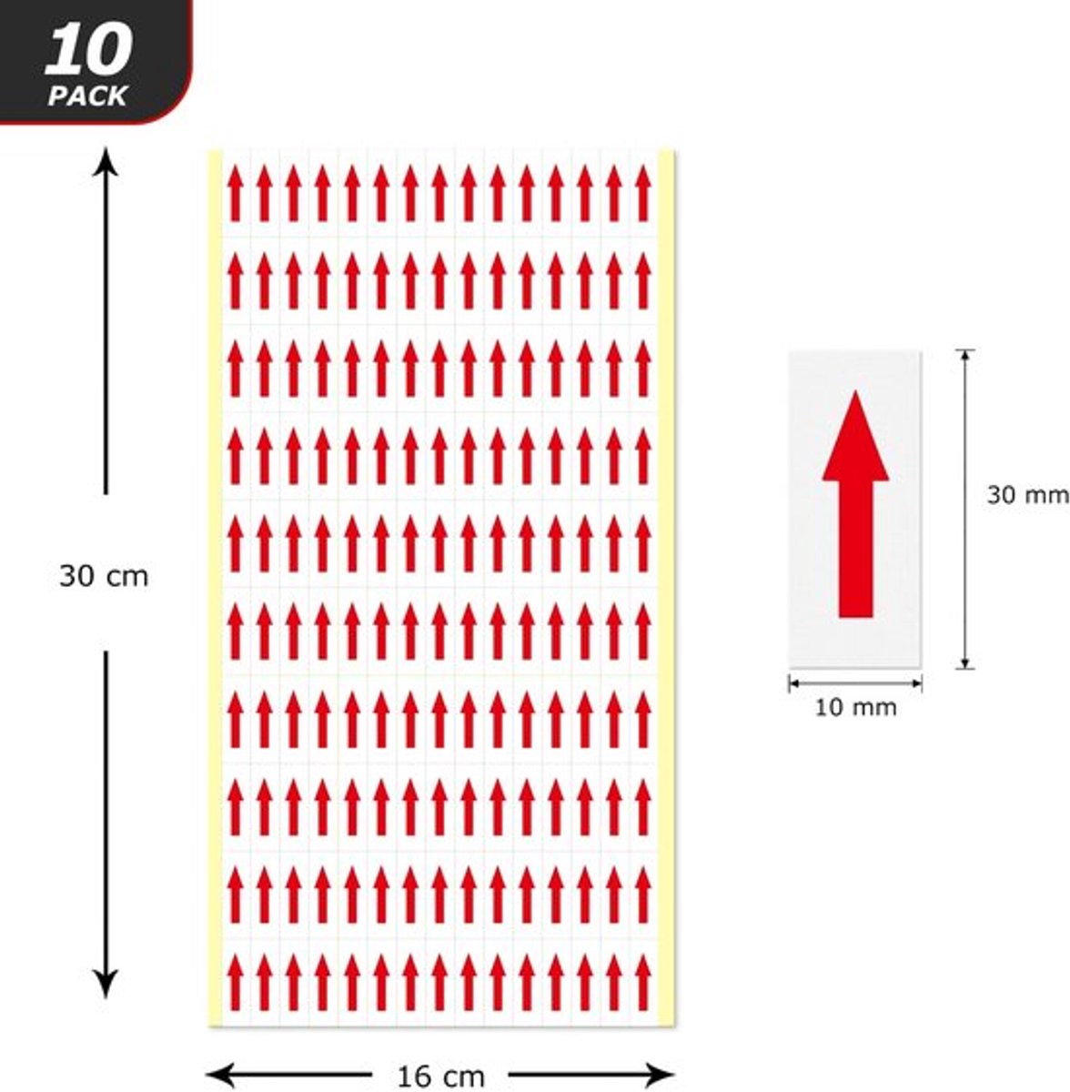- Rode Pijlen Stickers - Zelfklevend - Ideaal voor Productfouten - 30 x 10 mm - 1500 Stuks - Perfect voor Werkplaats en Magazijn - Waterd