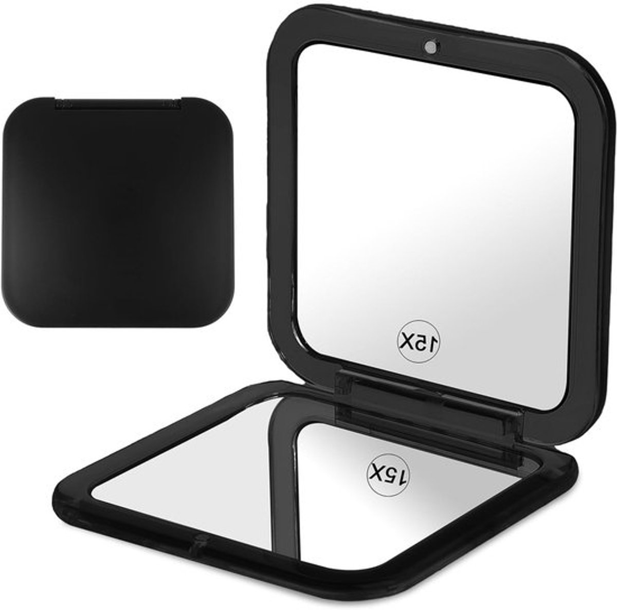 15X Vergrootglas Makeup Spiegel - Draagbare Compacte Vanity Spiegel - Kleine Schattige Pocket Spiegel - Vierkante Dubbelzijdige Opvouwbare Handspiegel voor Tassen - Handtas - Portemonnee - Kantoor