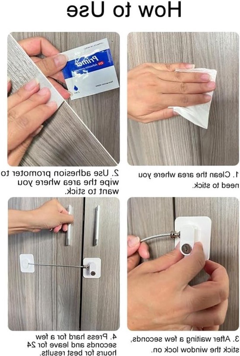 4 Pack Kastsloten met Sleutels voor Babyveiligheid - Geen Boren, Koelkast Slot voor Kinderen, Zwart