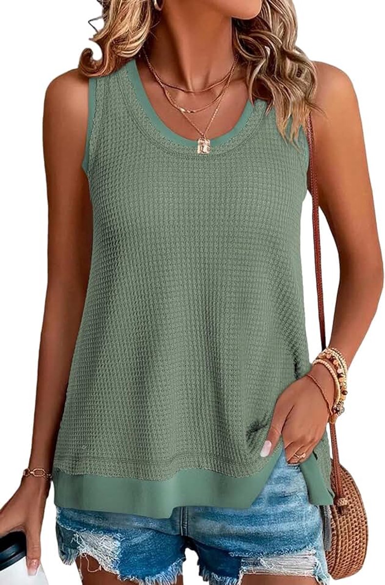 Tanktop Dames Zomer Mouwloos Tops Dames Loose Ronde Hals Oversized Ademend Relaxed Mode T-Shirts