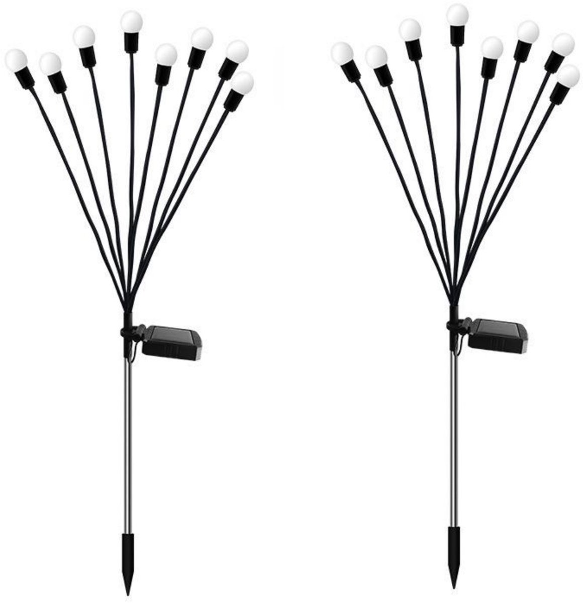 GELLDG 2 Stuks Zonneverlichting Buiten - Tuinlampen - 16 LED Warm Wit Licht - Zonnepaneel Grondspot - Geschikt voor Tuin Patio en Buiten Decoratie - Kunststof - Waterdicht IP44