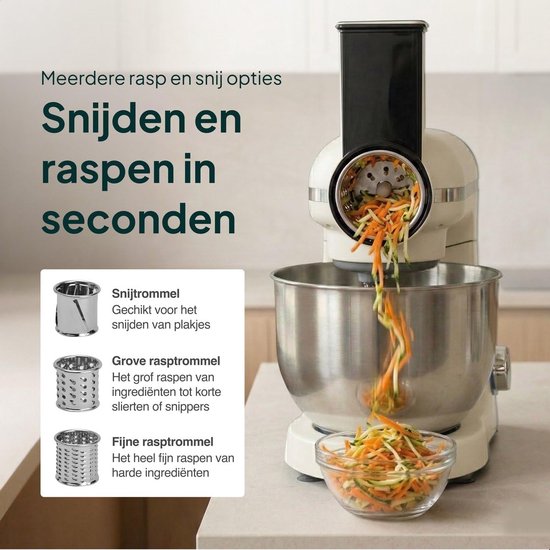 Keukenmachine Multifunctioneel - Keukenrobot Alles-in-één - Maaltijden Bereiden - Vervangt 5 apparaten - 6.2L Kom - Creme — afbeelding 4
