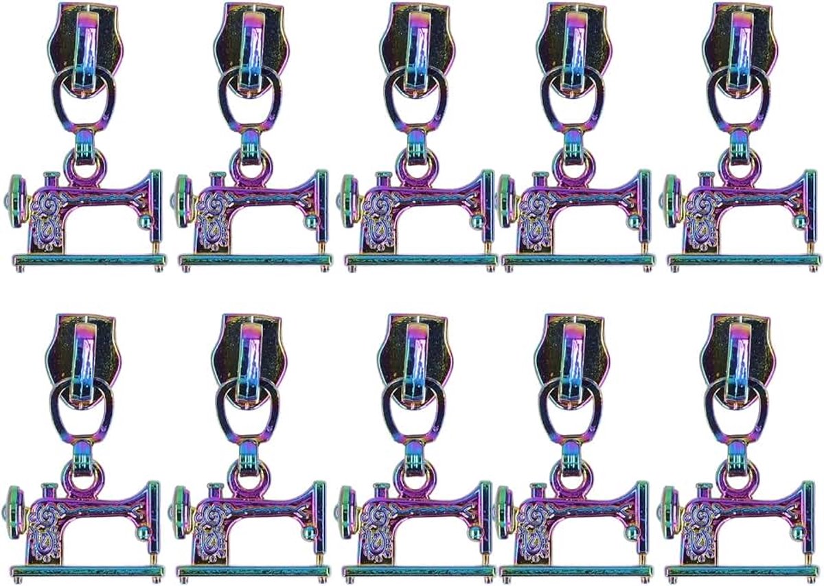 10 Stuks Metalen Tas Ritssluiting Ritskop Machine Koffers Schuifregelaars Naaimachine Ritstrekker Rits Tag Ritsen (Kleurrijk)