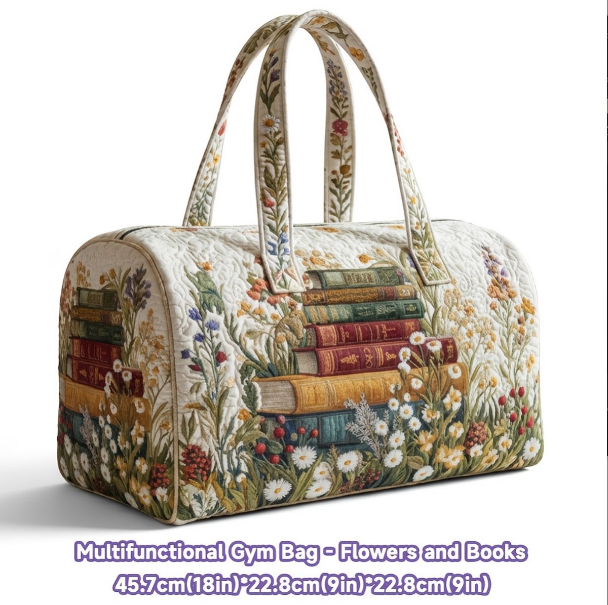 Textielen tas, retro bloemenprint in 3D-stijl, boho-stijl voor reizen en sport, meerkleurig, groot (18 x 9 x 9 inch)，176 modellen