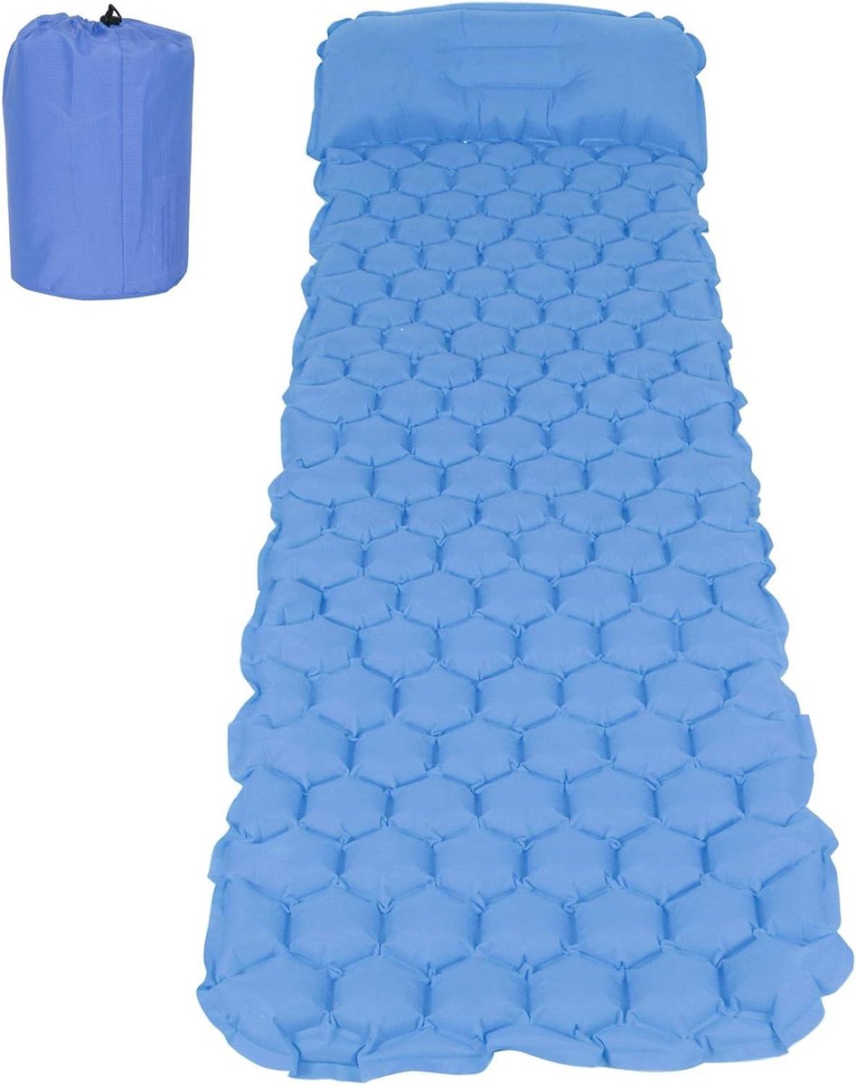 Opblaasbaar Matras - Luchtbed Campingmat - Kamperen en Reizen - Comfortabel Ontwerp - 191 x 58 x 6 cm - Blauw