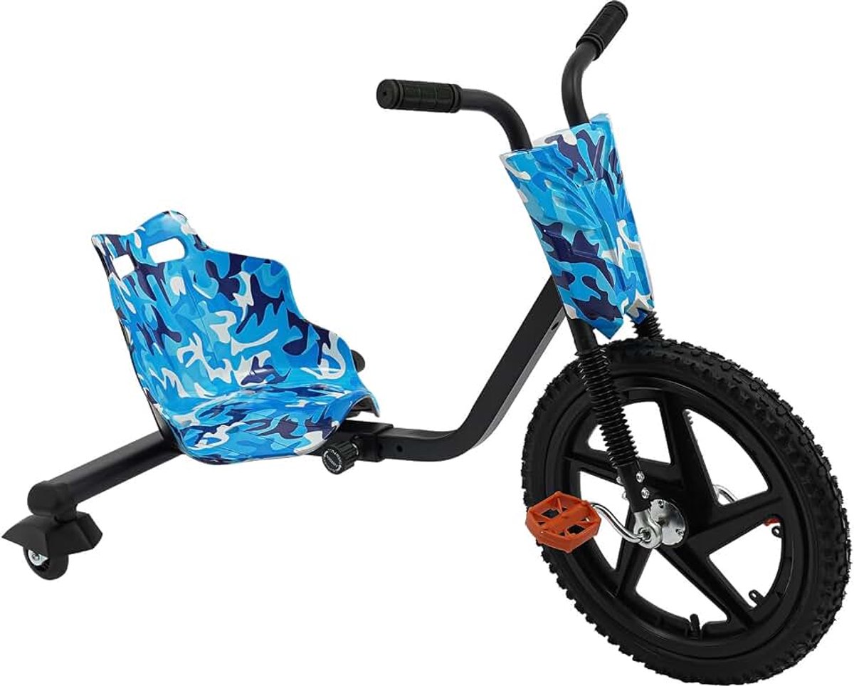 Scooter voor kinderen, driewieler 90 x 68 x 60 cm, draagvermogen 80 kg, voor kinderen vanaf 6 jaar, blauw + zwart