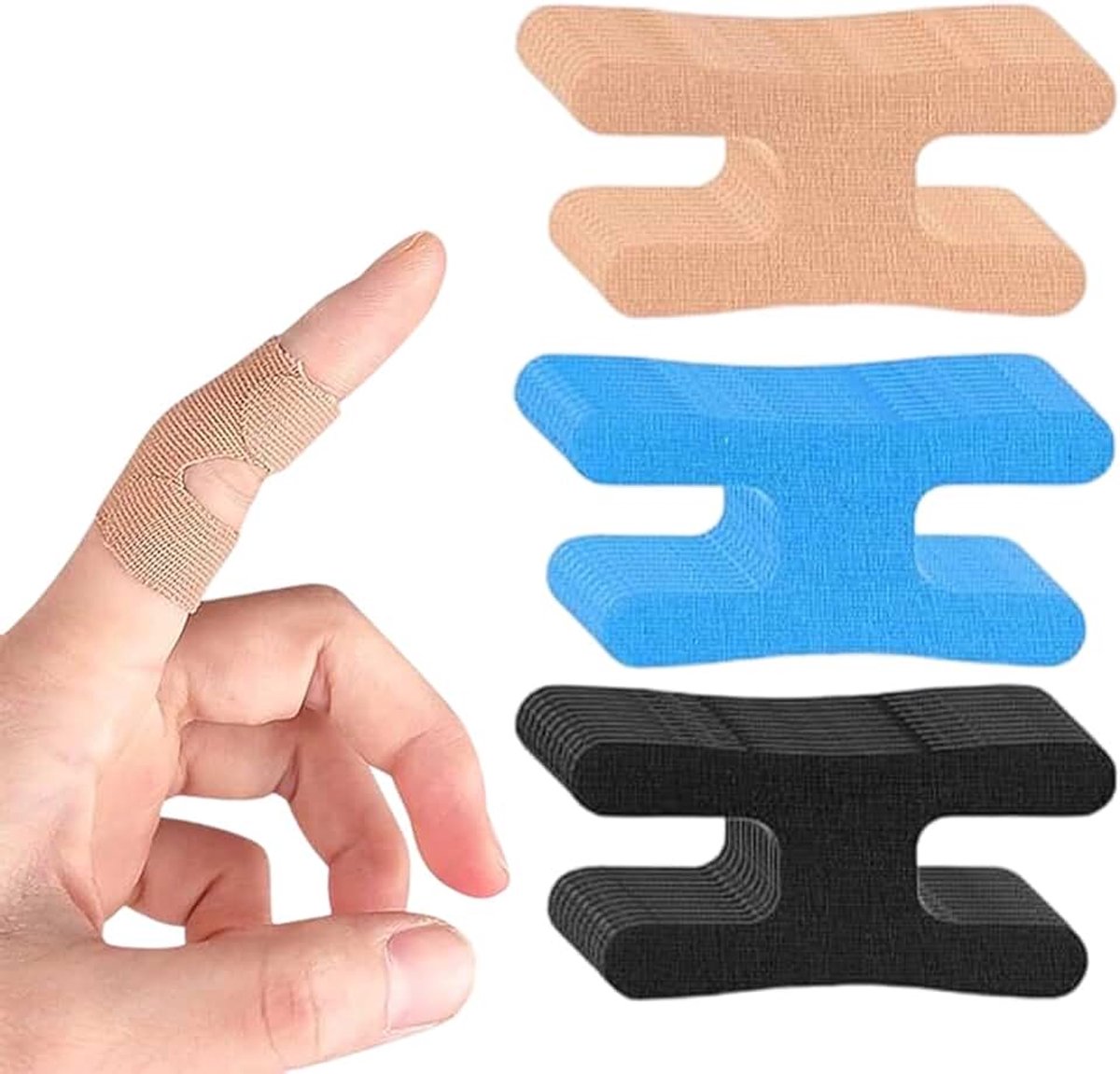 Vingertape, voorgesneden, vingerverband zelfklevend voor sport en dagelijks gebruik, elastische vingertape-set ter ondersteuning van pezen en gewrichten, huidskleuren blauw zwart