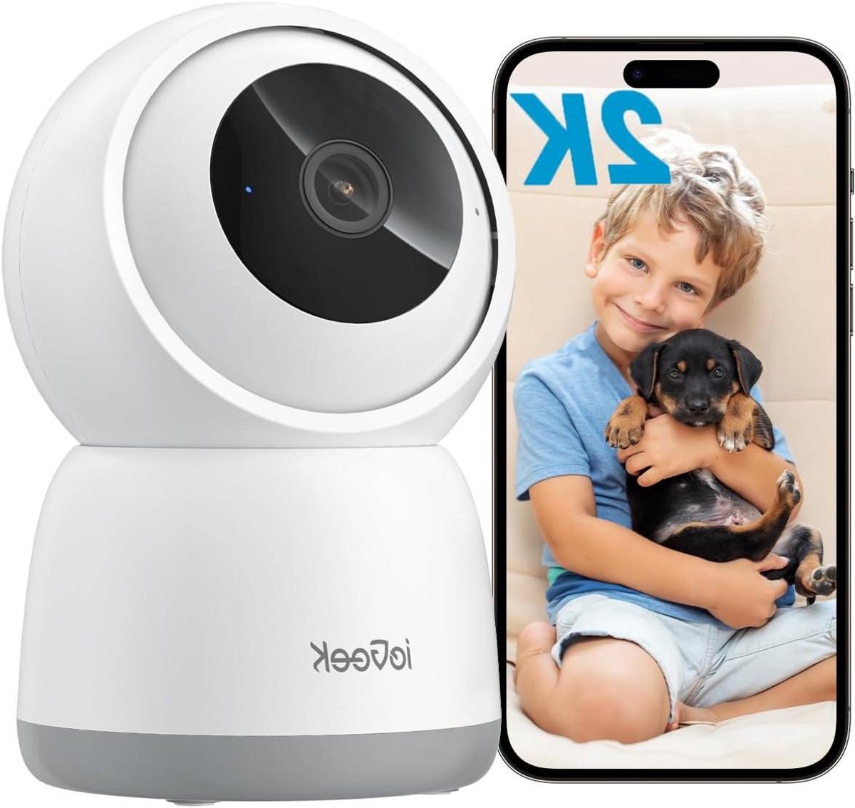 Beveiligingscamera Binnen - WIFI Camera Huis - Huis Beveiligen - 360 Graden Panoramisch - 2K Resolutie - Wit