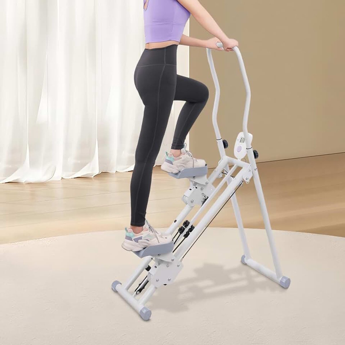Stepper, opvouwbare cardio-oefening climber met uitgebreid stappenbereik, lcd-scherm, verstelbaar stuur en pedalen, traploper, fitnessapparaat voor thuis, gym, oefening 150 kg