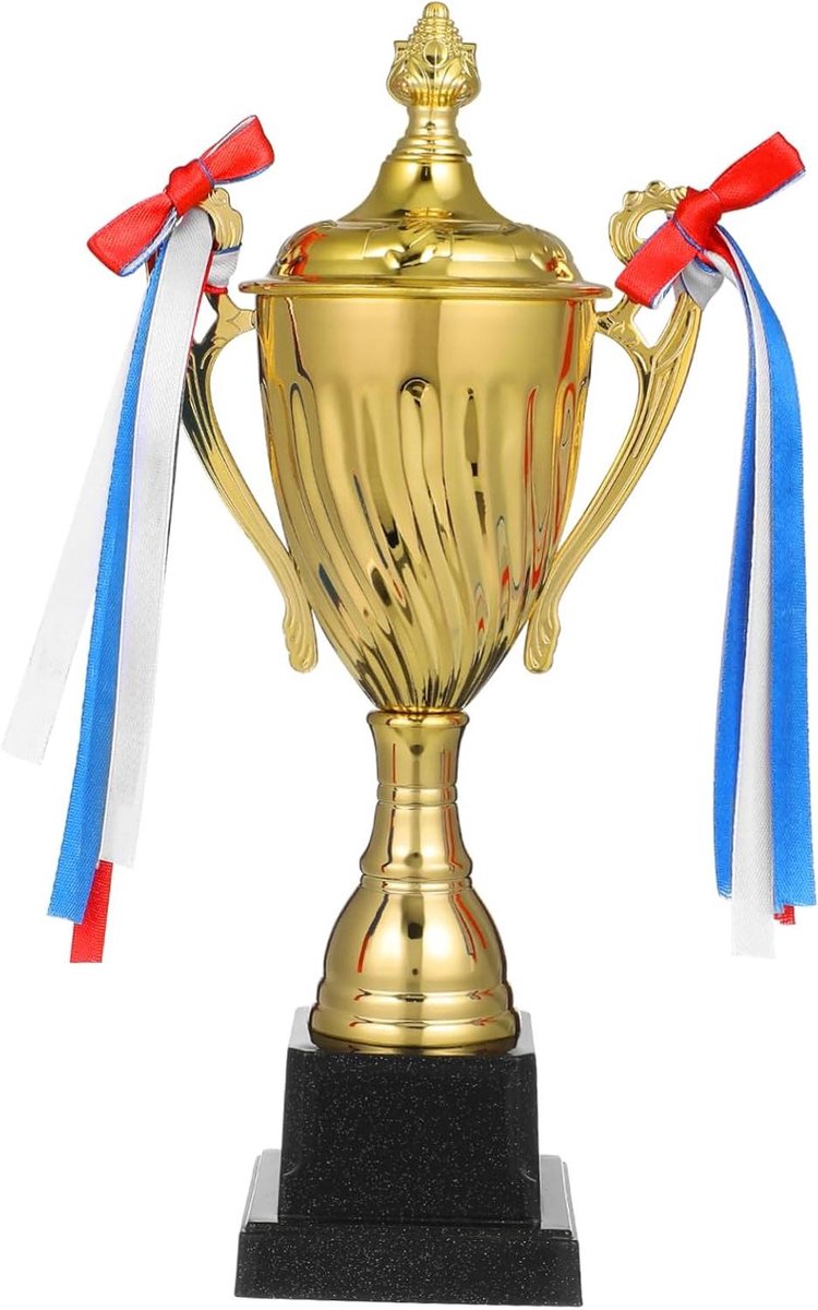 Metalen Trofee Beker - Winnaarsbeker Prijsuitreiking - Sportevenementen Prijzen - Robuuste Metalen Constructie - 29 cm - Goudkleurig