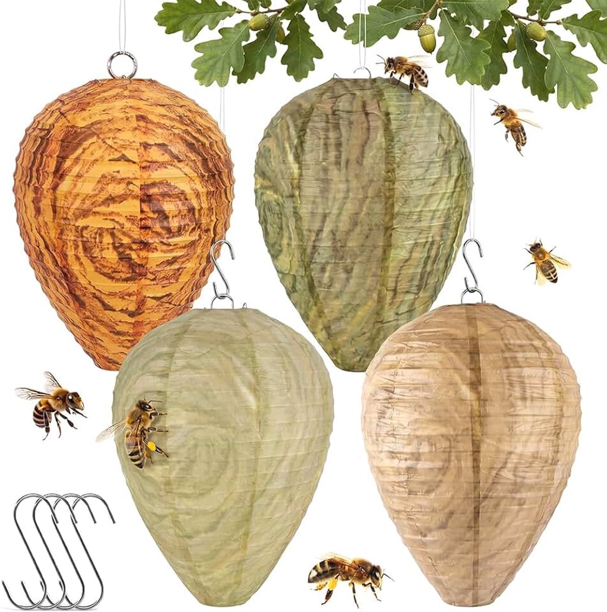 Nep weerbestendig, hoornnest, nepwespennest, kunstwespennest ter afweer, hangend wespennest-aas, vochtbestendig nep wespennest, effectieve wespenafweer voor tuin Ba