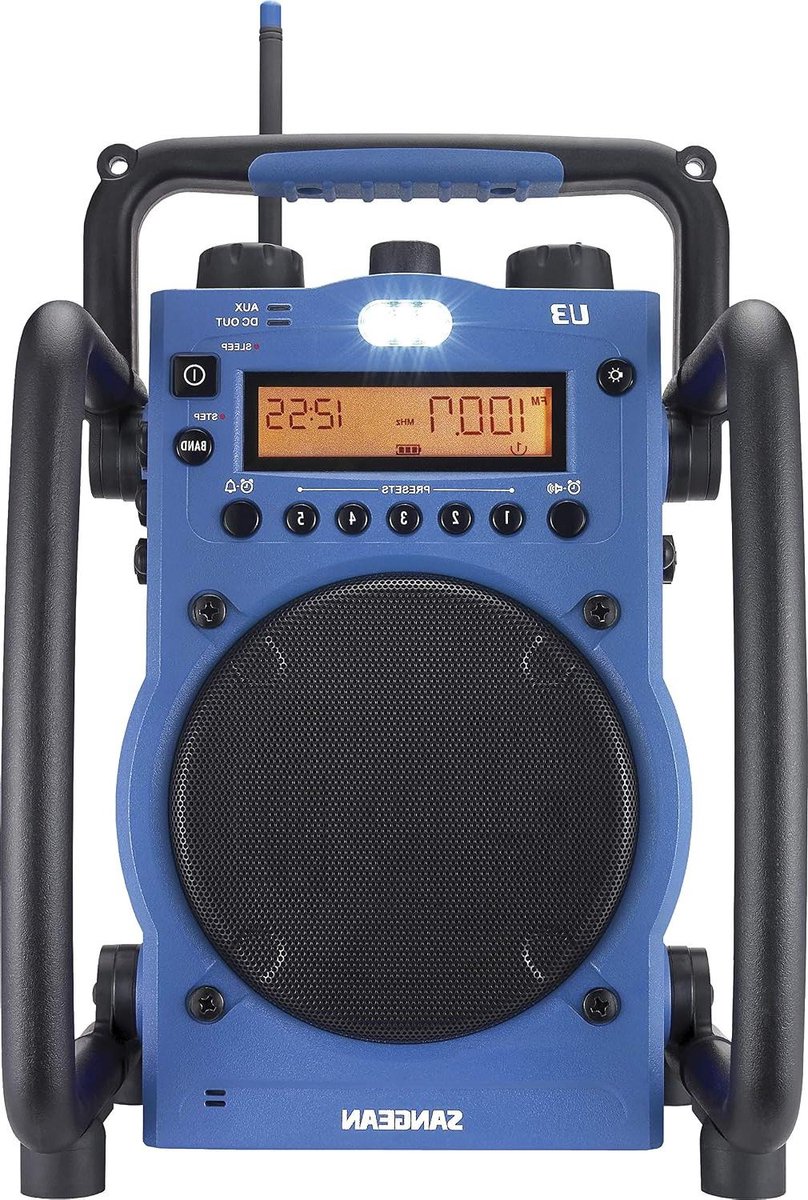 Draagbare Bouwradio - Werkplaatsradio Radio - Muziek Luisteren - Spatwaterdicht Stofvrij - 55 cm - Blauw Zwart