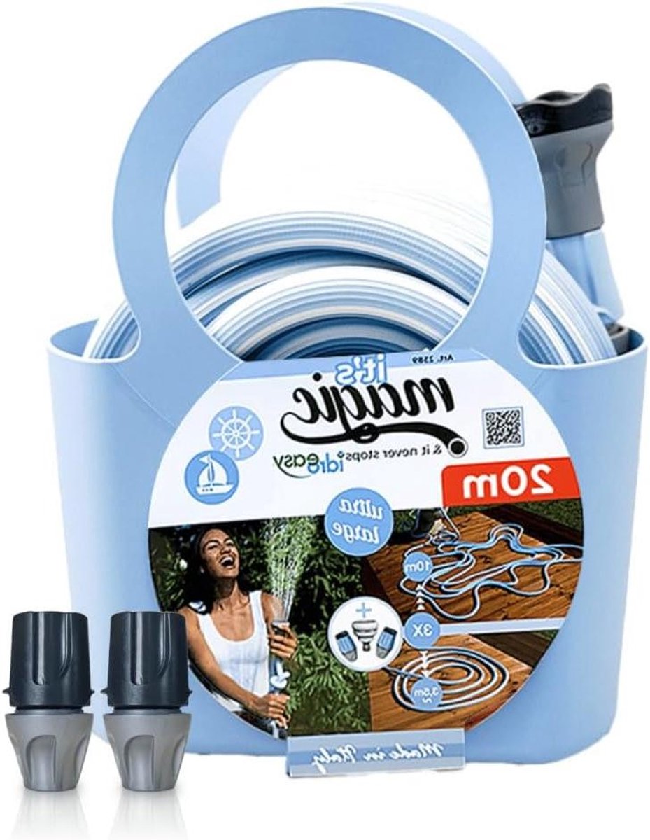 Uittrekbare tuinslang - Flexibele waterslang - Tuin bewateren - Tot 3x lengte - 20 Meter - Pastelblauw