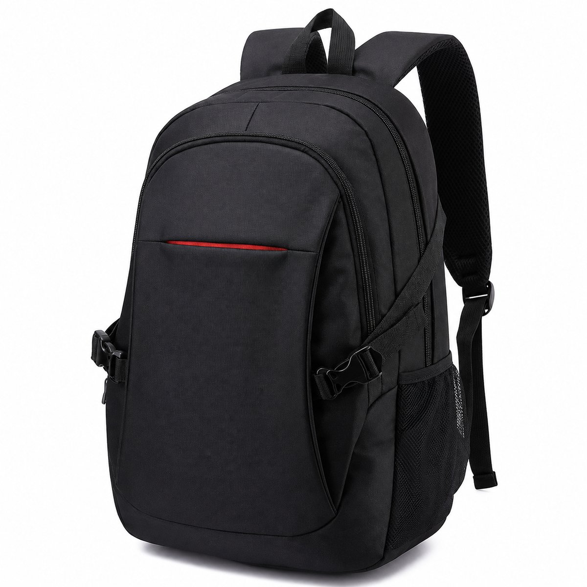 VHV Rugzak - Grote Schoolrugzak 31 x 16 x 48 cm - Rugtas met Meerdere Vakken, Laptopvak, Zijvak en Gewatteerde Schouderbanden - Voor School, Werk en Reizen - Zwart