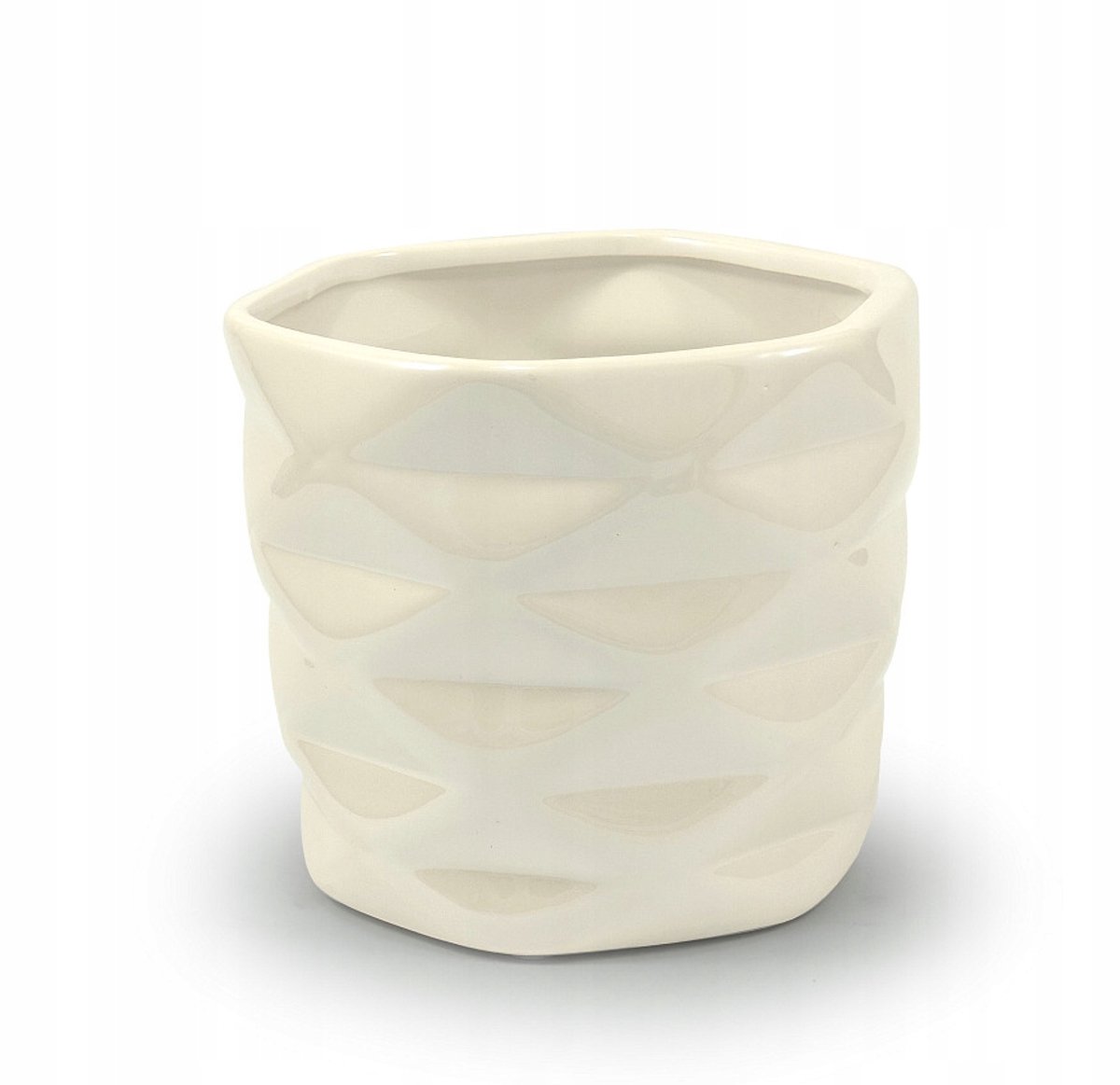 Keramiek Plantenbak 12,5x12 cm Wit met 3D Structuur