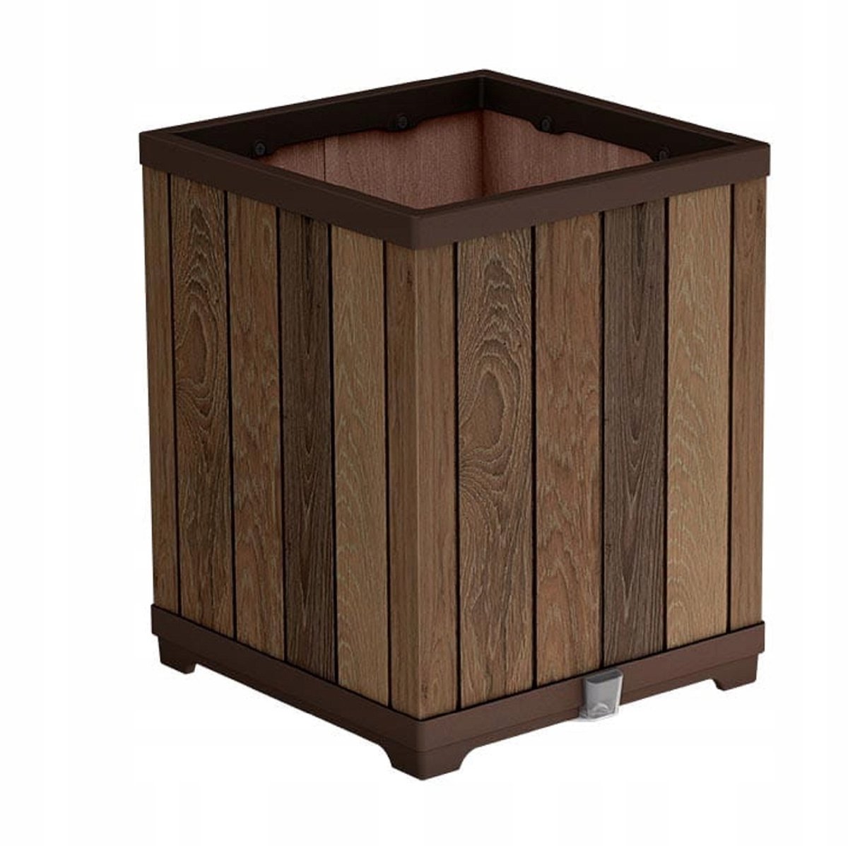 Keter DecoCoat Walnoot Hoge Vierkante Plantenbak 74L - Kunststof met Houtlook
