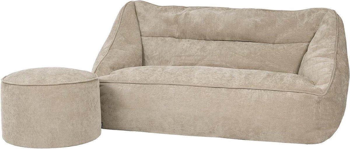 Zitzak Sofa Set - Zitbank Hocker - Ontspannen Zitten - Inclusief Vulling - 93 x 160 x 70 cm - Beige