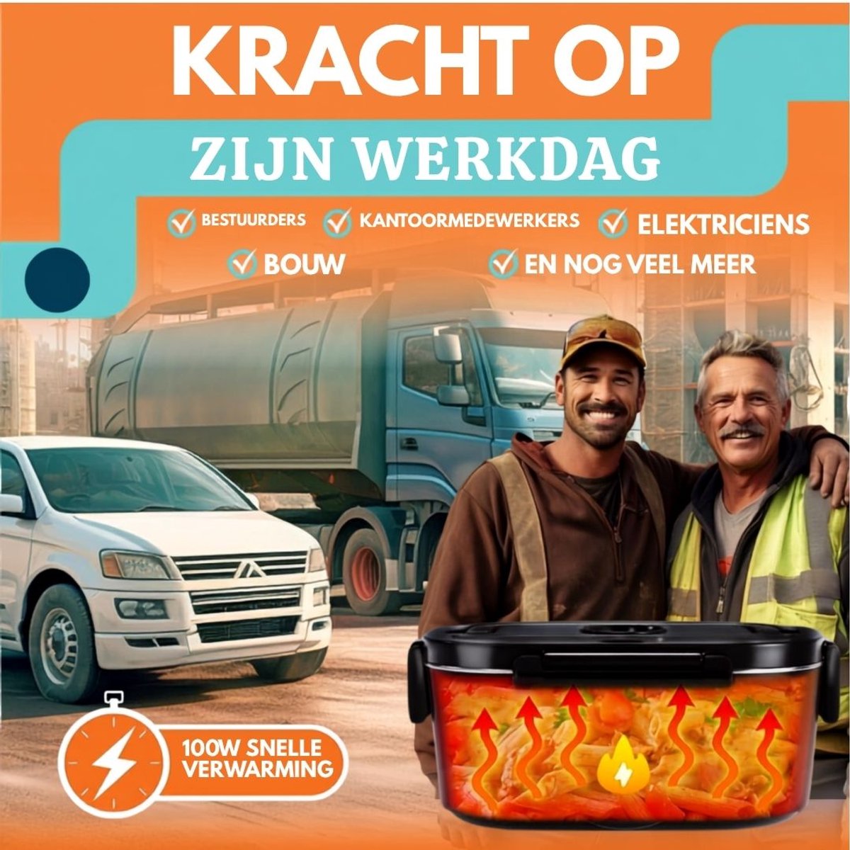 Zavio® Elektrische Lunchbox - Verwarmbare Voedselcontainer - Warm Eten Onderwe