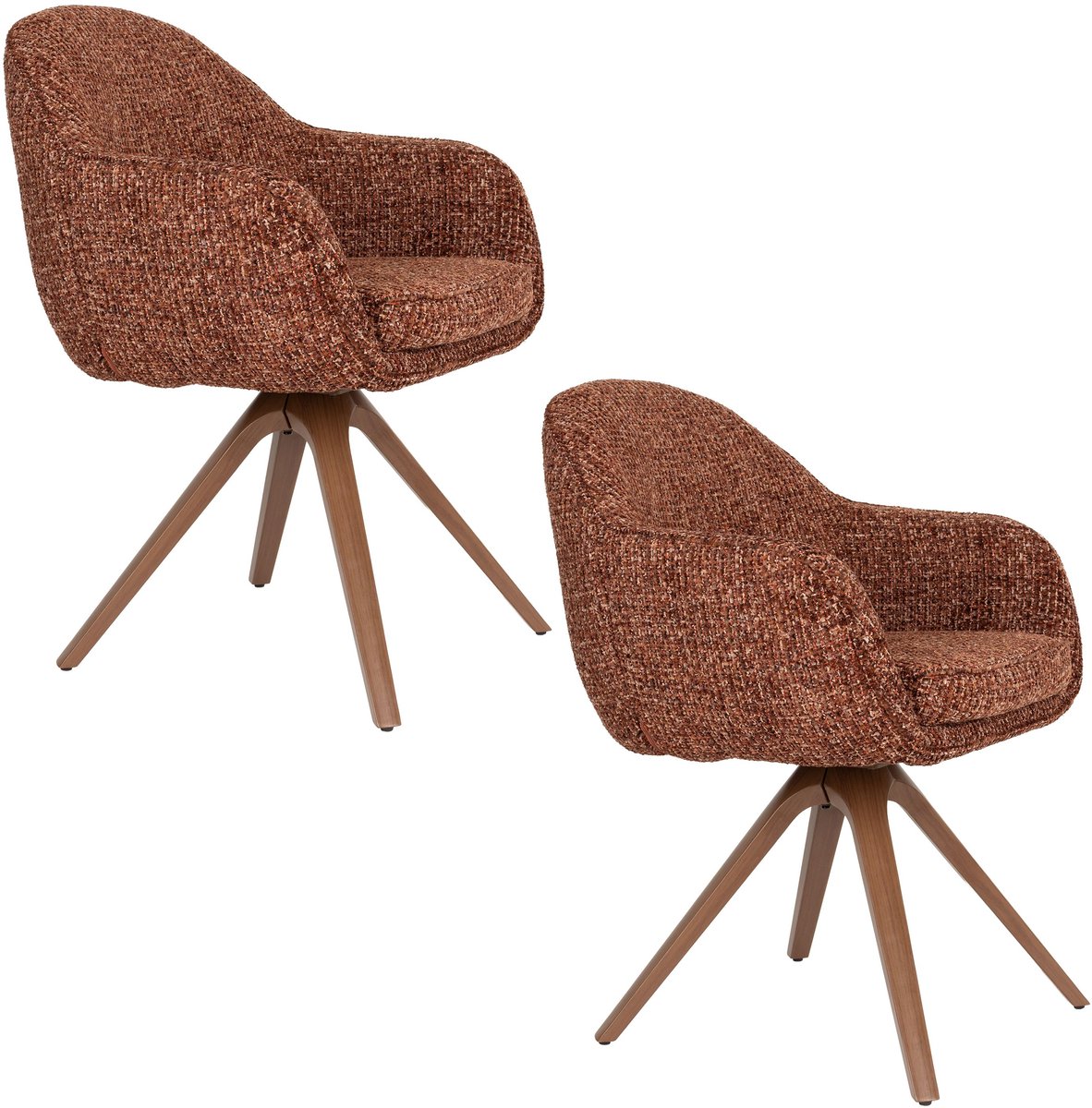 Housecraft Living Batoul Eetkamerstoelen Armleuning Terra/ Rood - Set van 2