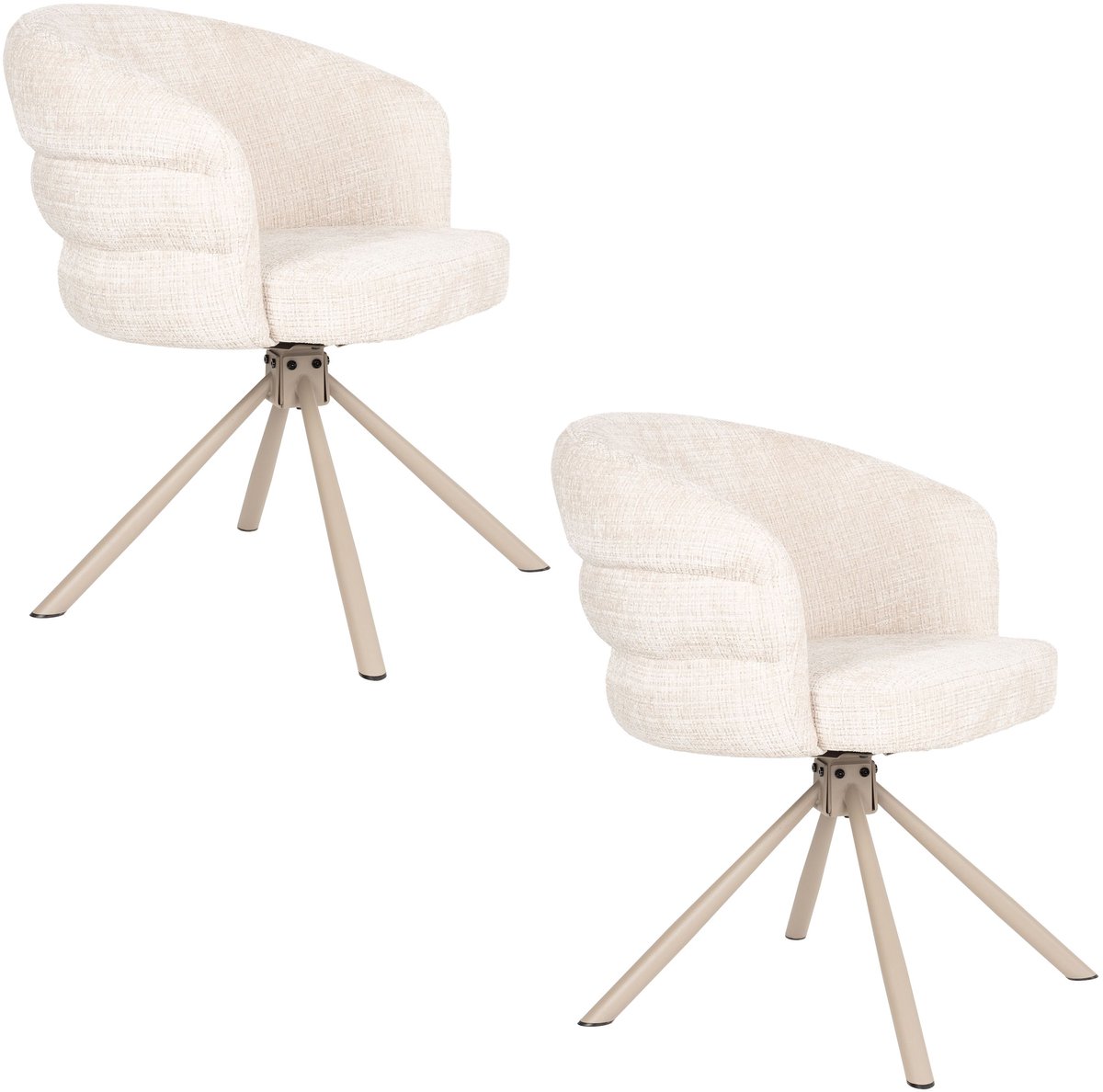 Housecraft Living Marjolein Eetkamerstoelen Armleuning Beige - Set van 2