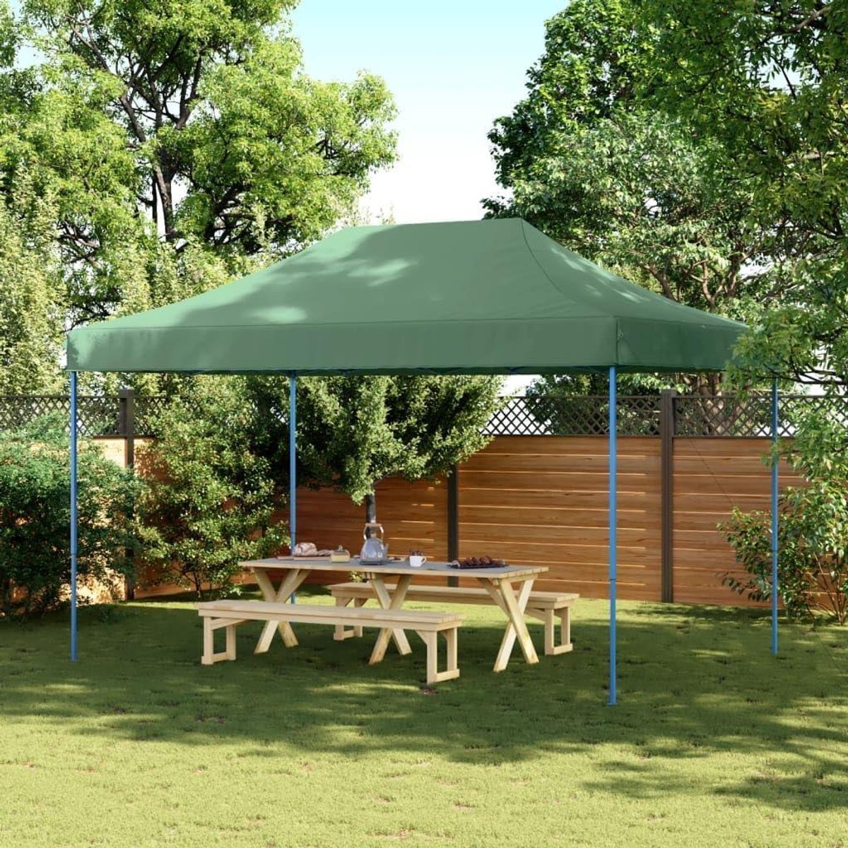 Opvouwbare Partytent - Tuinpaviljoen - Feestelijke Bijeenkomsten - Pop-up Snel Opzetten - 292 x 292 cm - Groen