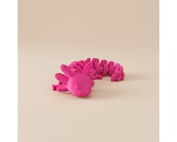 Flexibele axolotl - Gelede axolotl figuur - Articulated fidget toy - Beweegbaar zeedier speelgoed - Decoratie voor kind en volwassene - Uniek cadeau - Roze (Magenta) - 29 cm lang - 3D print - Flevo Print