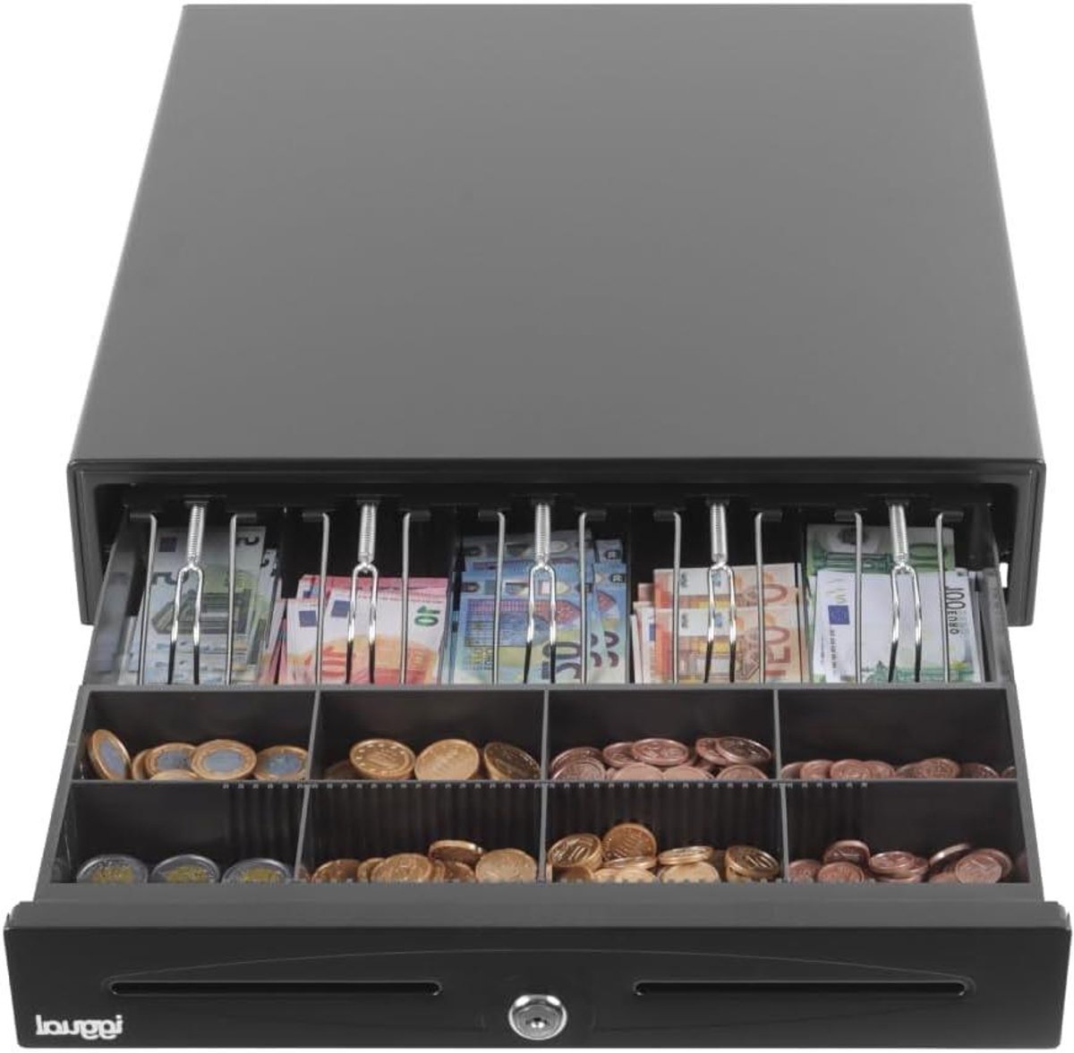 Kassalade - Geldlade Muntenlade - Winkeladministratie - Versterkt Staal - 445 cm - Zwart