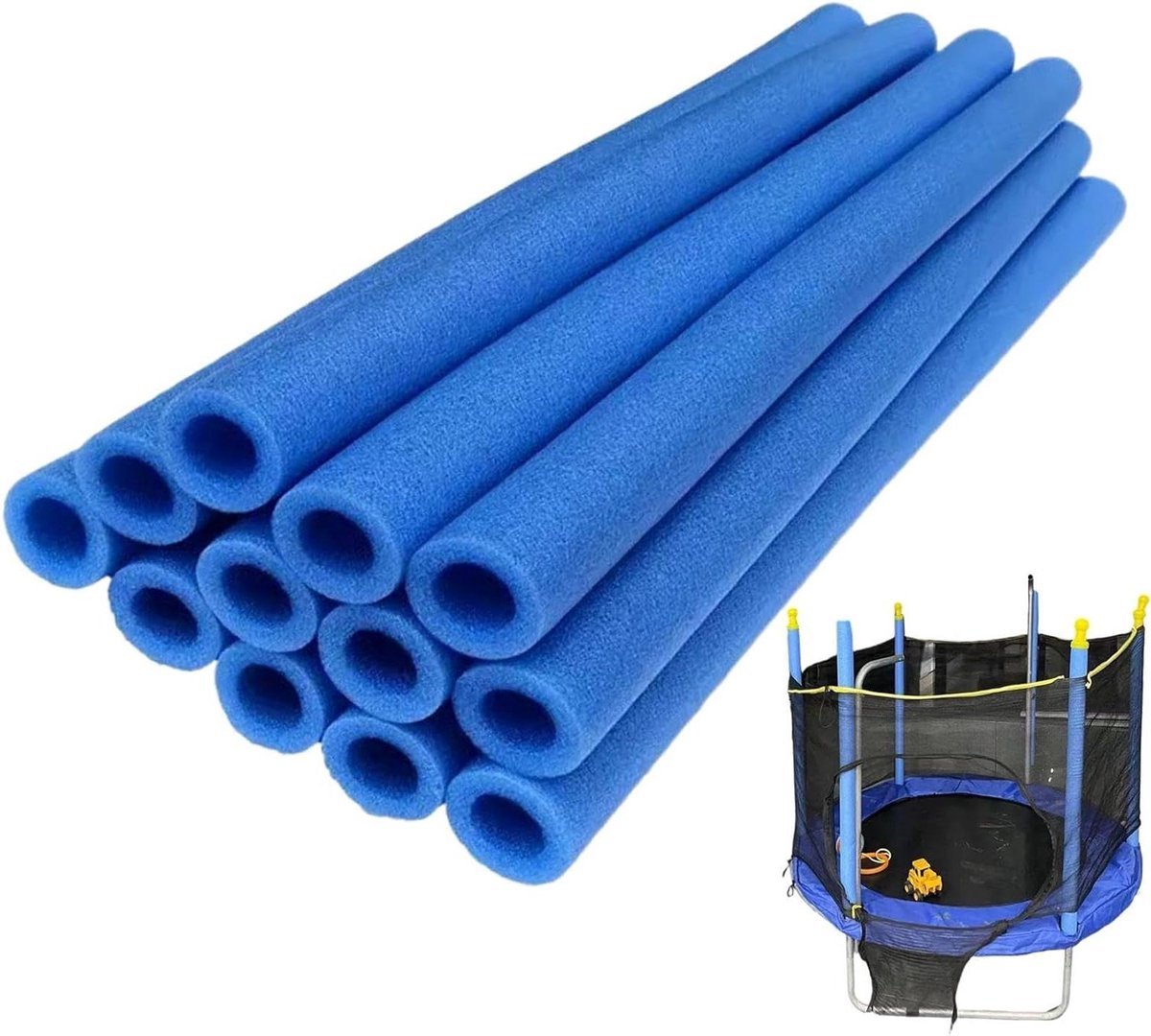 Trampoline Paalhoezen - Omheining Beschermhoes - Veilige Speeltijd - Schokabsorberend Schuim - 12 stuks - Blauw