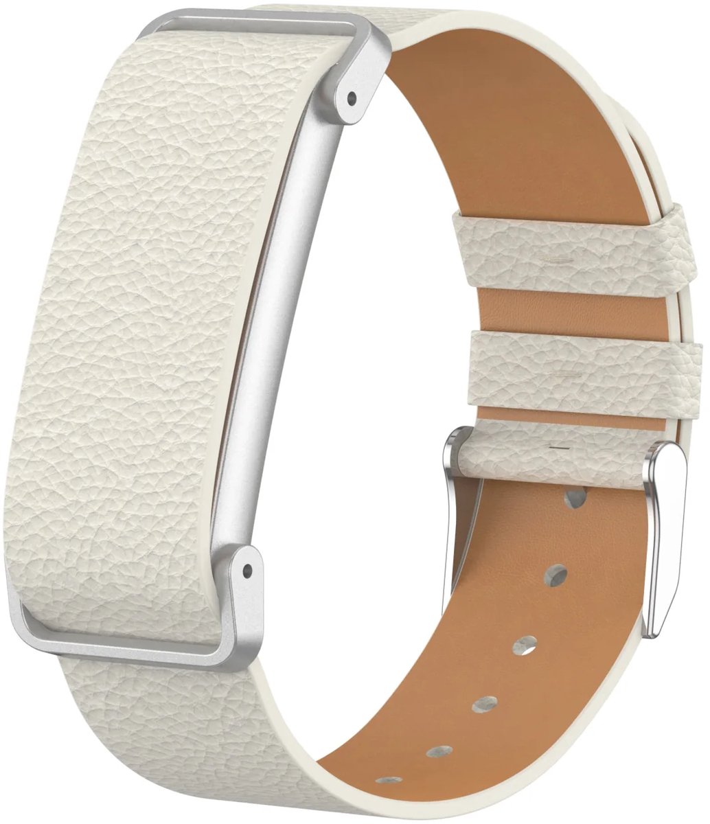 Strap-it Lederen bandje geschikt voor Fitbit Air - Beige