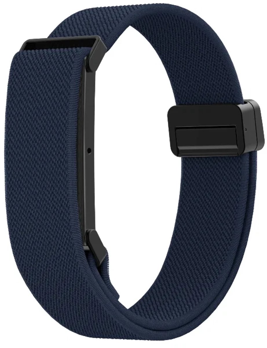Bandz Nylon bandje met magnetische aansluiting geschikt voor Fitbit Air - Donkerblauw