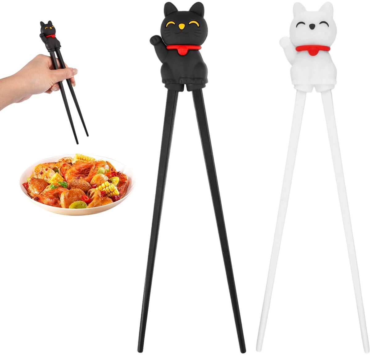 Eetstokjes voor kinderen - Lucky Cat design - herbruikbaar - ideale training voor beginners - SnelShoppen
