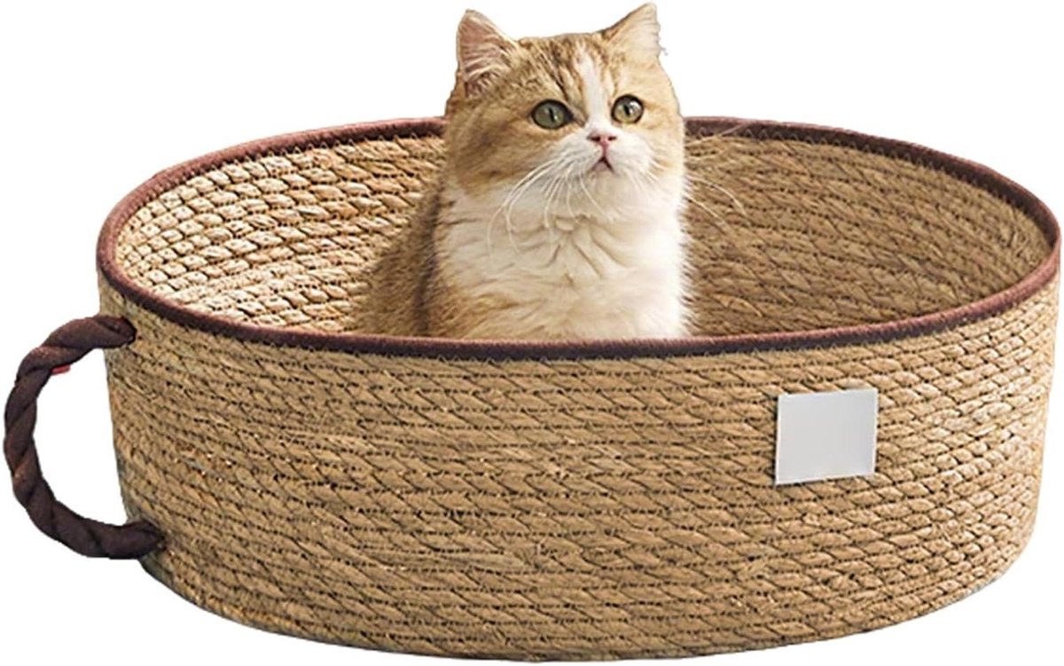 Kattenmand - Slaapnest Huisdier - Rusten en Spelen - Geweven Katoen Ontwerp - 35 x 35 x 13 cm