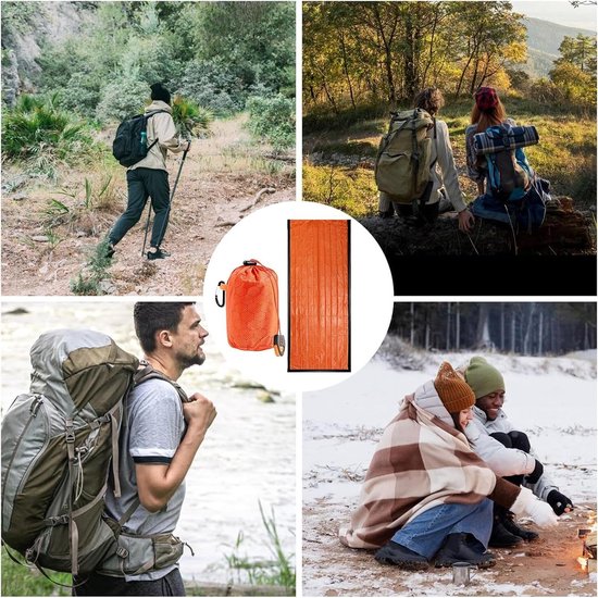 Survival slaapzak - Nooddeken Bivakzak - Outdoor avonturen - Waterdicht en warmtebehoud - Compact en lichtgewicht - Oranje — afbeelding 4