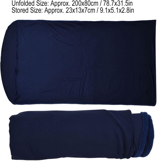 Slaapzak Liner - Reislaken - Kamperen en Reizen - Ademend en Warmte - 200x80cm - Donkerblauw — afbeelding 2