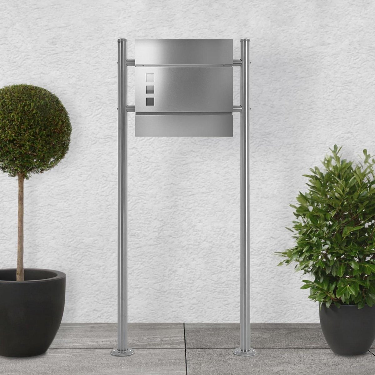 Staande Brievenbus - Brievenbus met Paal - Post Ontvangen - Geïntegreerd Krantenvak - 120 cm Hoog - Zilver Mat