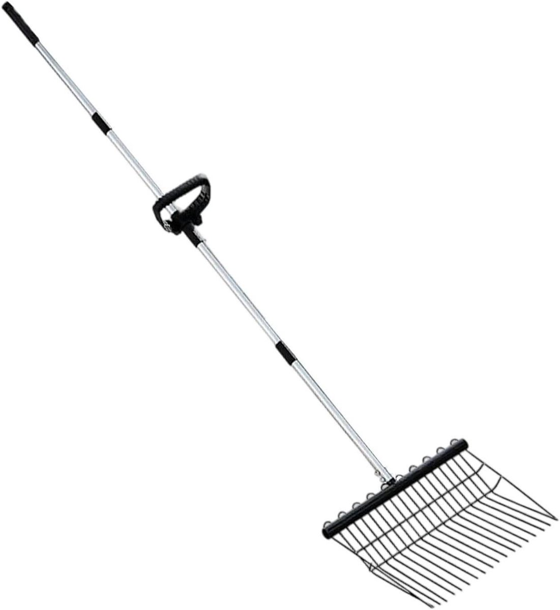Verticuteerhark - Tuinhark Mestvork - Buitenonderhoud - Verstelbare steel - 166 cm - Zwart