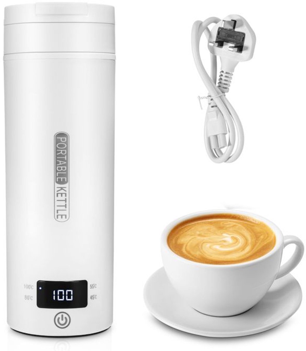 LISM-Elektrische reiswaterkoker van 500 ml, 300 W - draagbaar, 316 roestvrij staal, wit