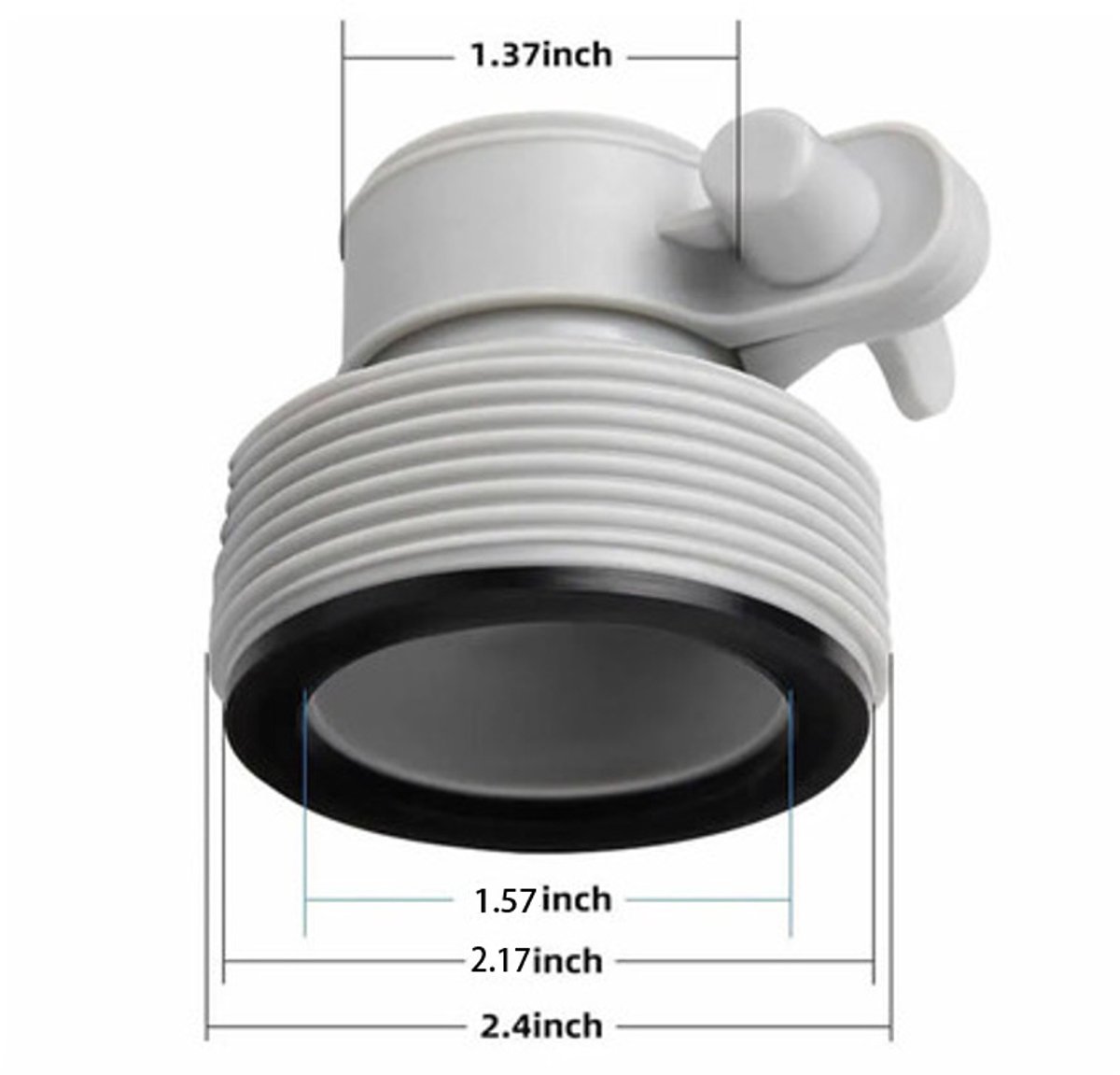 LISM-Zwembadslangadapter - geschikt voor INTEX - Intex model - 1,25 inch naar 1,5 inch - 2 stuks - Grijs
