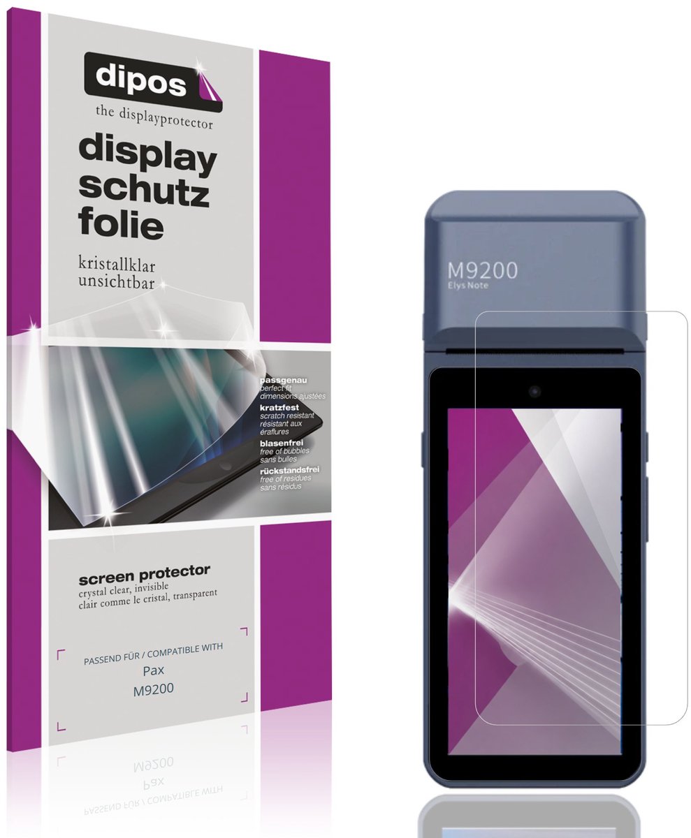 dipos – 4x Beschermfolie geschikt voor Pax M9200 | Krasbestendige & heldere Screenprotector Ultra-Thin