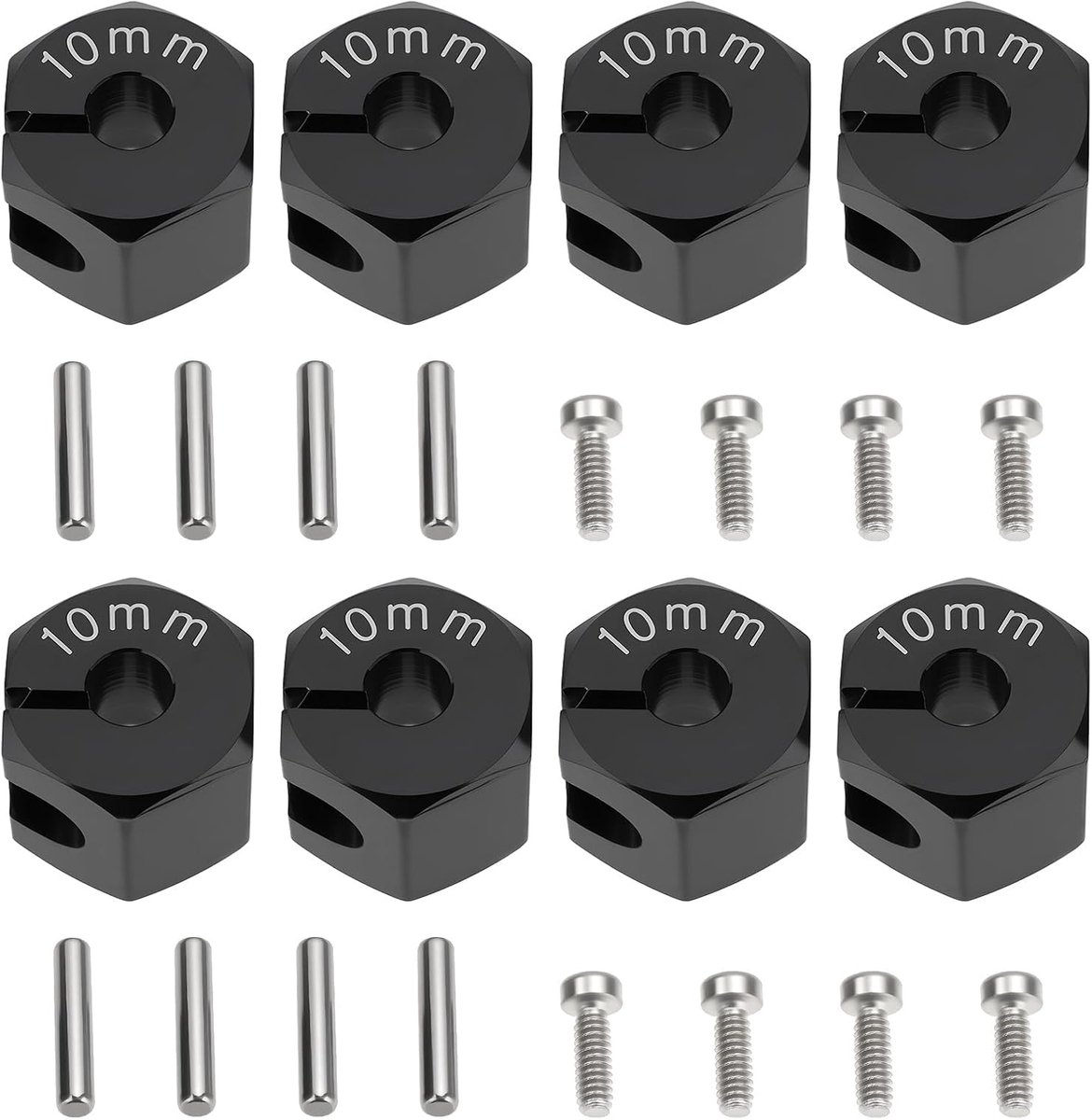 8 stks Rc Auto Hex Hub Adapter 12 x 10 mm voor 1:10 Rc Auto Zwart